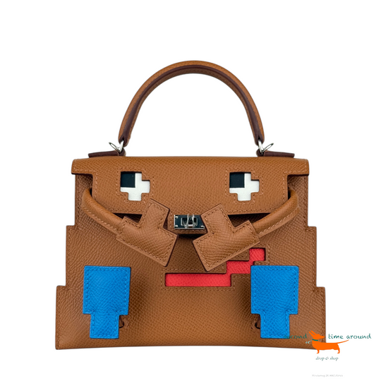 Hermès Limited Edition Gold , Bleu Zanzibar, Rose Texas  And Jaune Milton Epsom Quelle Idole Kelly Doll Picto Palladium Hardware Bag