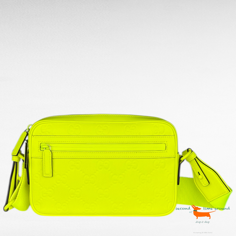 Gucci Leather GG Rubber Effect 2way Clutch Bag Yellow