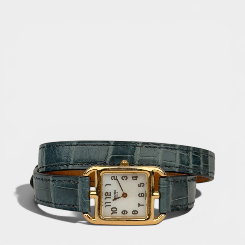 Hermes Cape Cod 750 Gold Crocodile Watch