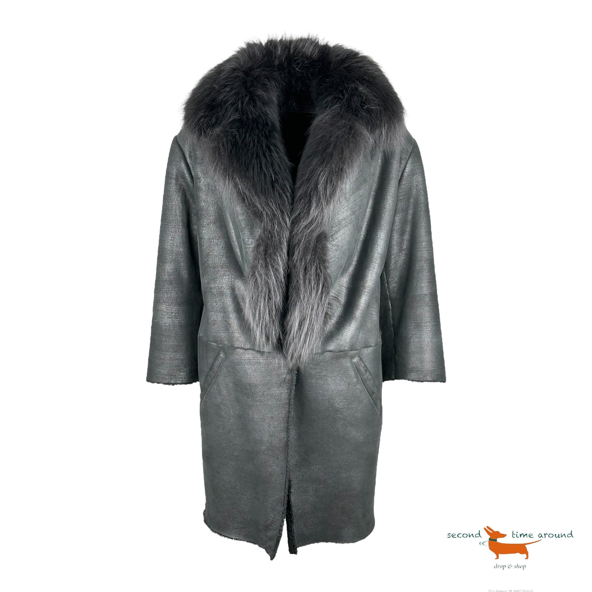 Prada Shearling Coat with Fox Collar