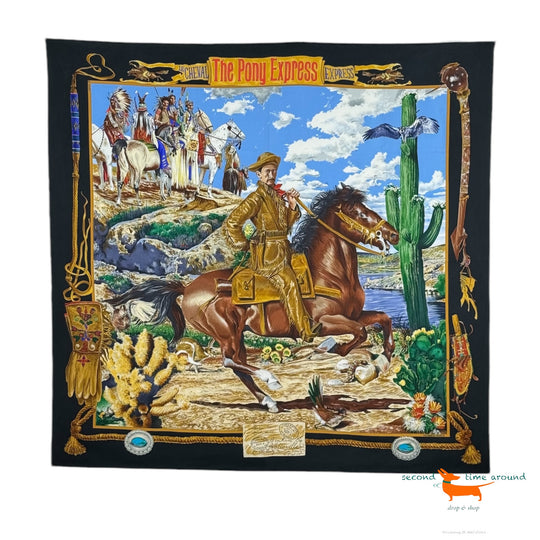 Hermes Silk Scarf Pony Express - Le Cheval  Express by Kermit Oliver-Rare