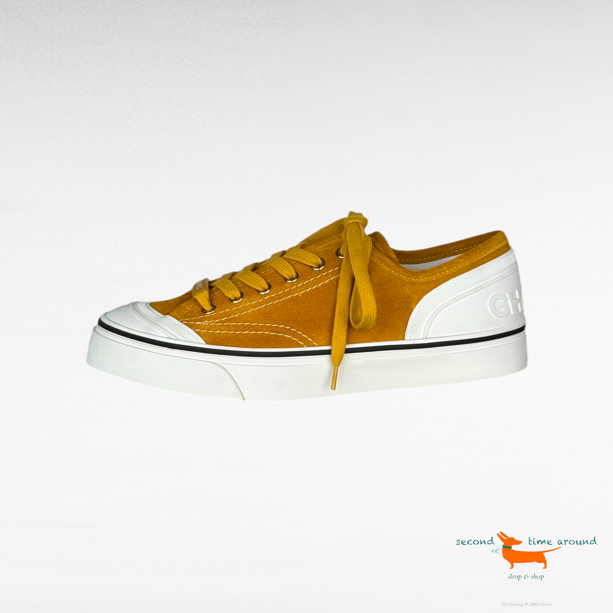 Chanel Mustard Suede Sneaker