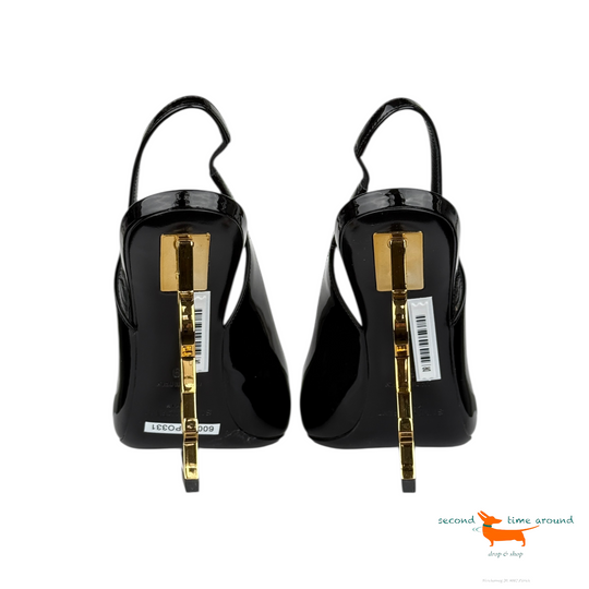 Saint Laurent Opyum Patent Leather Pumps With Gold  Heel