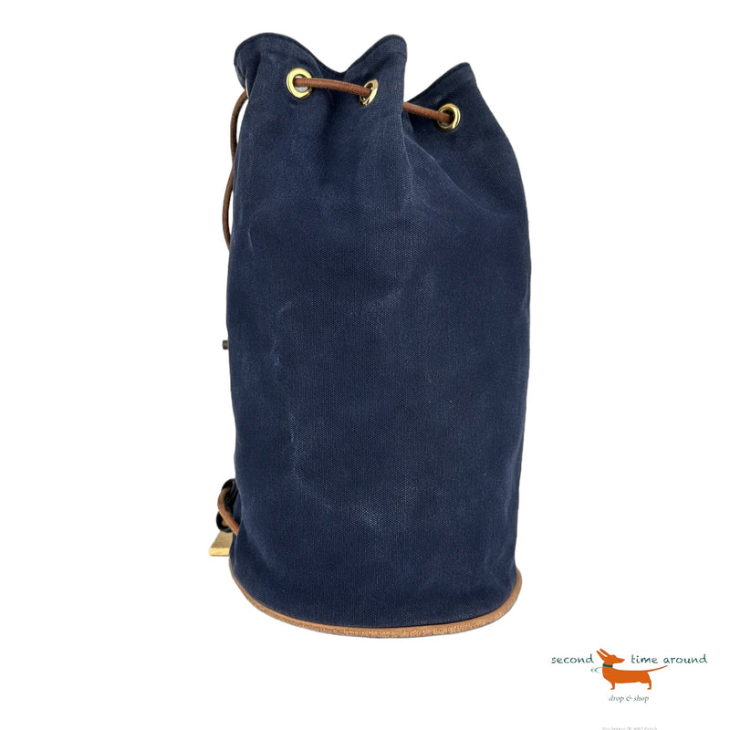 Hermes Blue Matelot Tote Bag in  Cotton and Leather