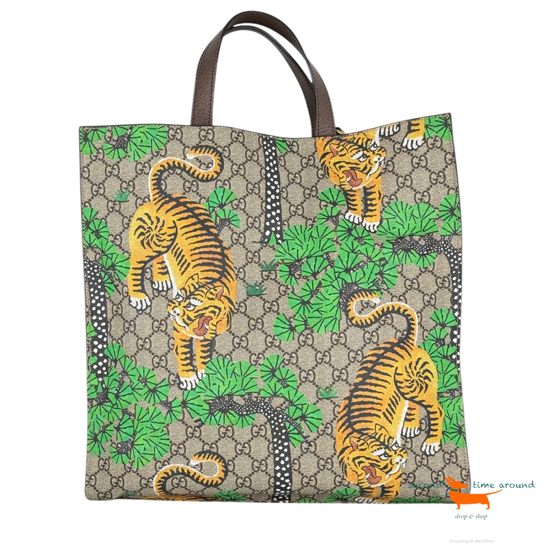 Gucci Convertible Soft Open Tote Bengal Print GG Canvas Bag