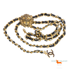 Chanel Autumn 2001 Gold Plated Black Leather CC Cristal Lion Belt Very  Rare