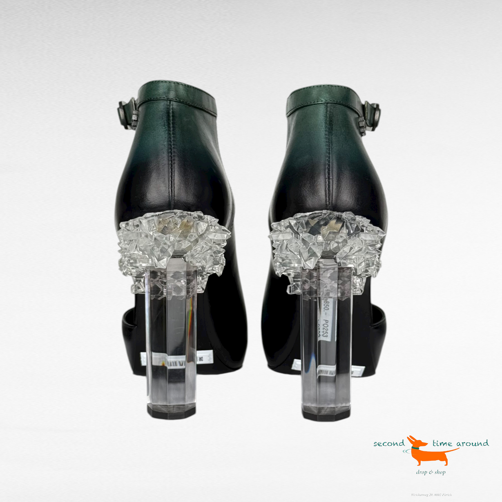 Chanel Crystal Heels from 2012 Runway Dark Green