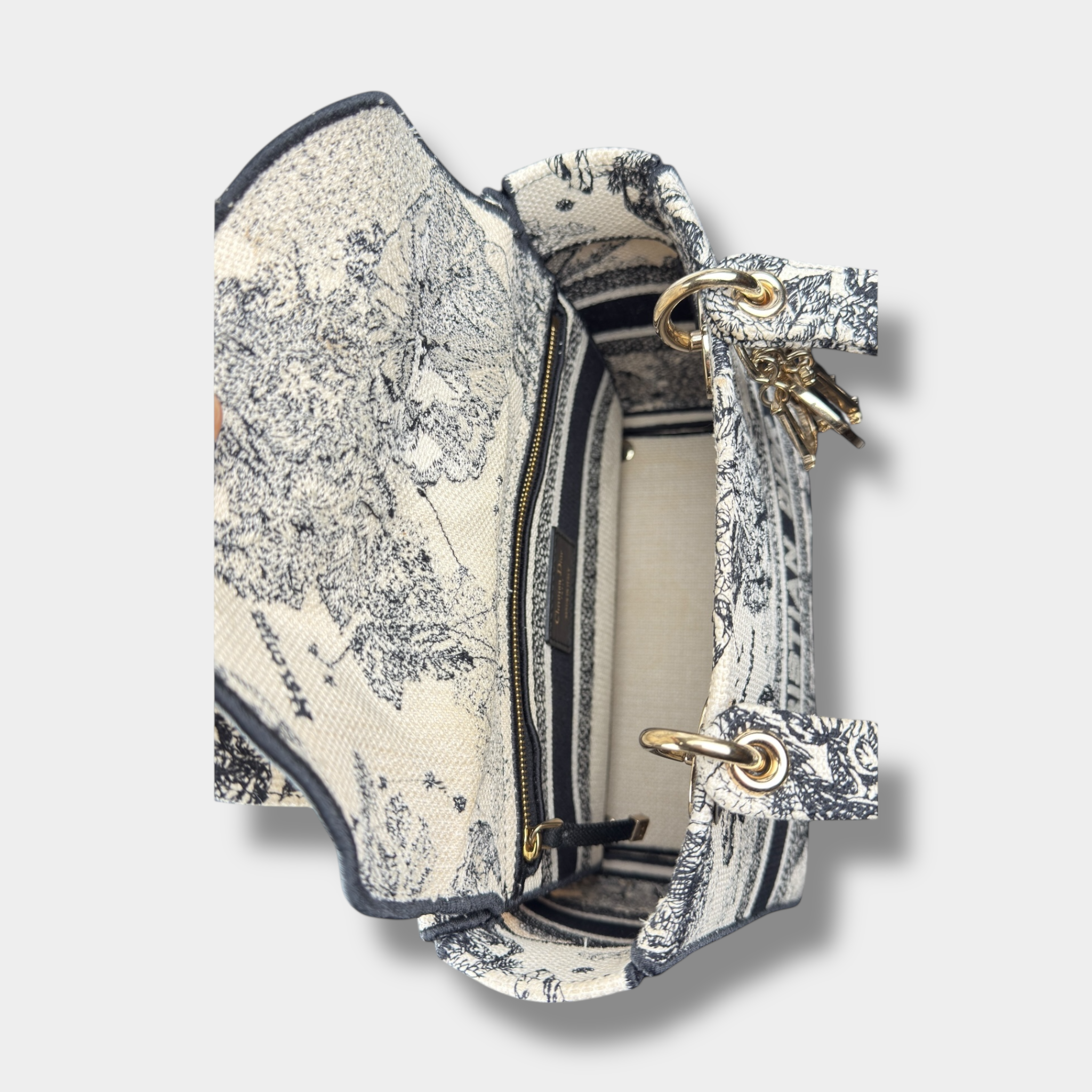 Christian Dior Lady Dior D-Lite Hercules Canvas Ivory Black