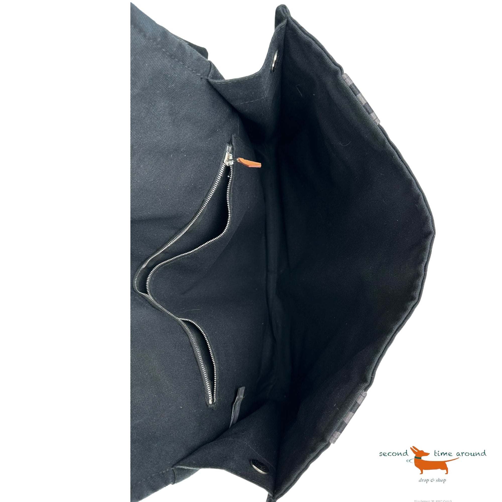 Hermes Black Toile Canvas Herline Messenger Bag