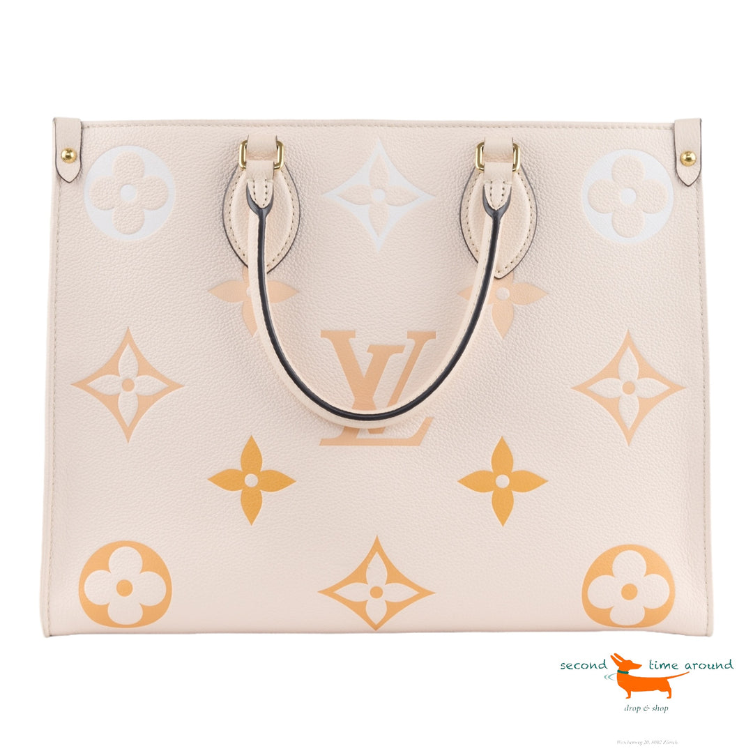 Louis Vuitton Onthego MM limited edition in beige imprint leather Bag