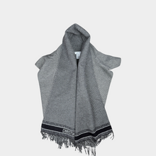 Christian Dior Wool Blend Herringbone Fringed Cape