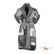 Chanel Navy & White Cashmere 2020 Short Sleeve Belted Knit Coat