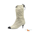 Chanel White Leather Boots