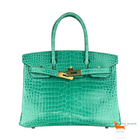 Hermes Birkin 30 Vert Jade Porosus Crocodile Limited Edition Bag