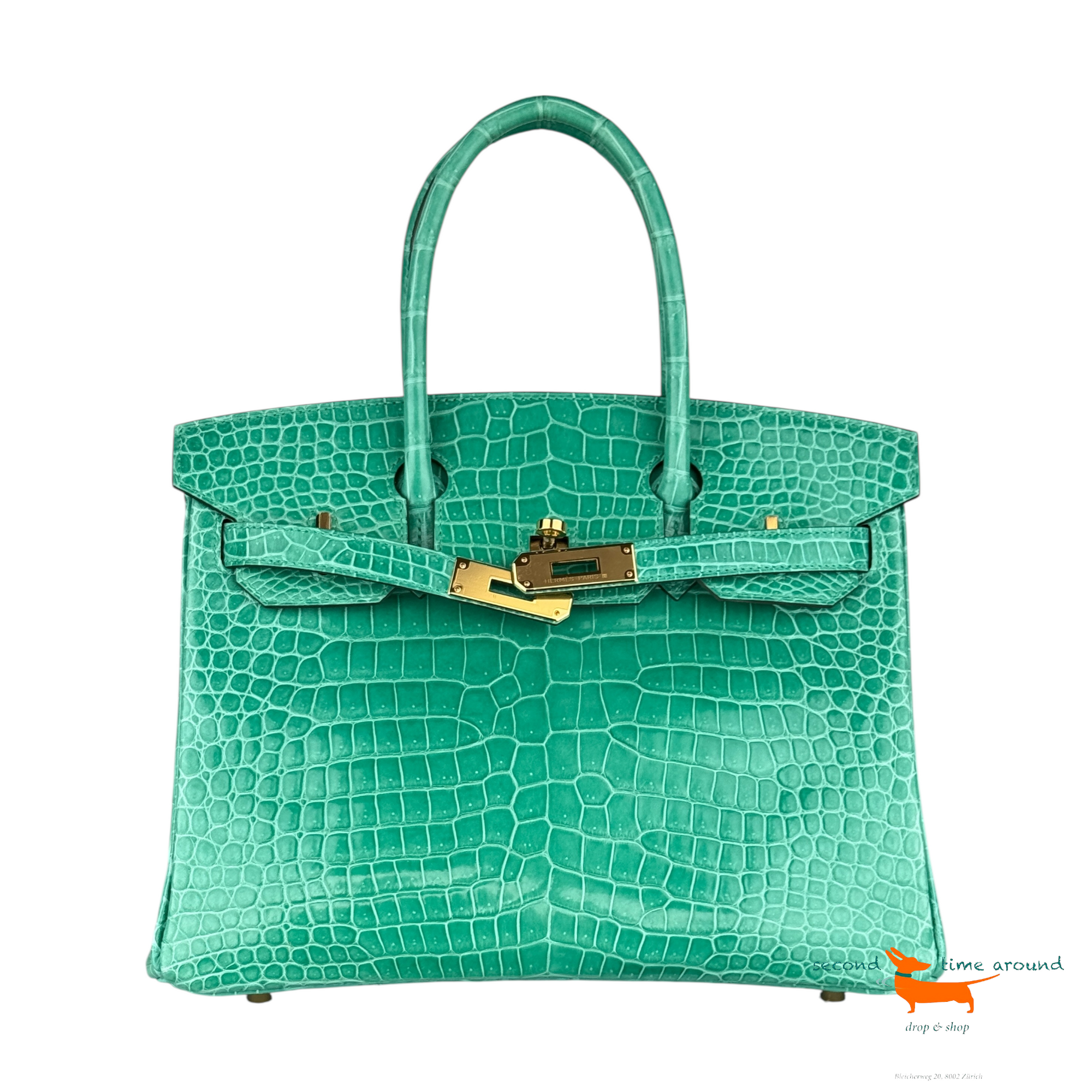 Hermes Birkin 30 Vert Jade Porosus Crocodile Limited Edition Bag