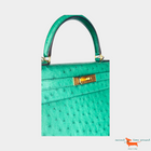 Hermes Kelly II Sellier 28 Ostrich Vert Vertigo Bag