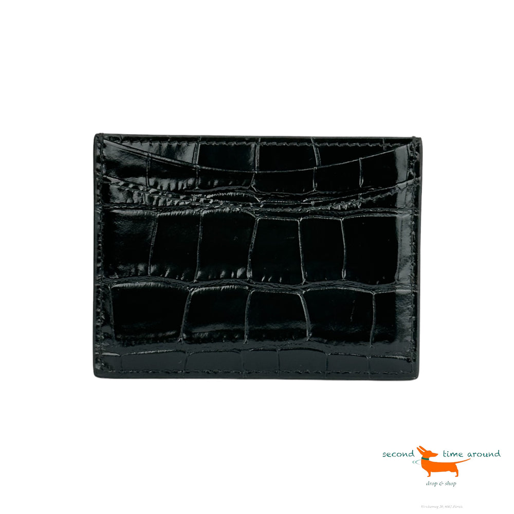 Balenciaga Hourglass Croc-Effect Patent Leather Wallet