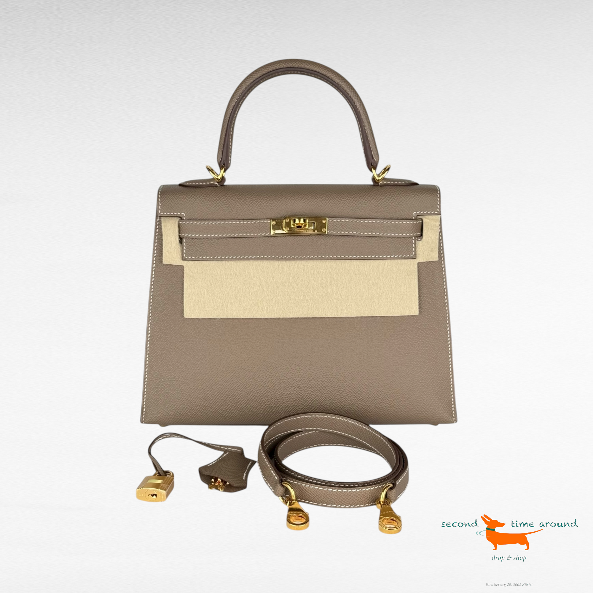 Hermes Kelly II Sellier 25 Veau Epsom 18 Etoupe Bag
