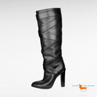 Saint Laurent Black Hunter Leather High Strap  Heeled Boots
