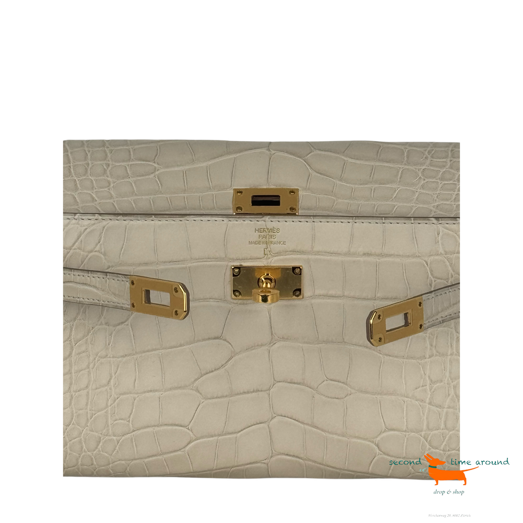 Hermès Portefeulle Sac Kelly to go Alligator Missi Mat USPAFO H080257CC 8L Beton