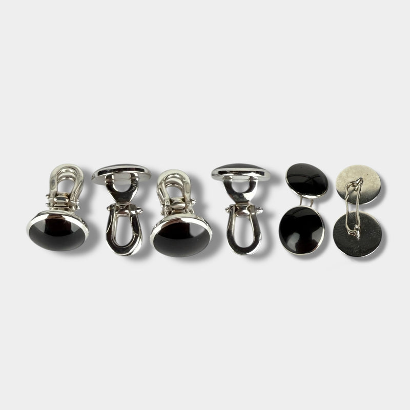 Tom Ford White Gold and Onyx Cufflinks and Shirt Studs