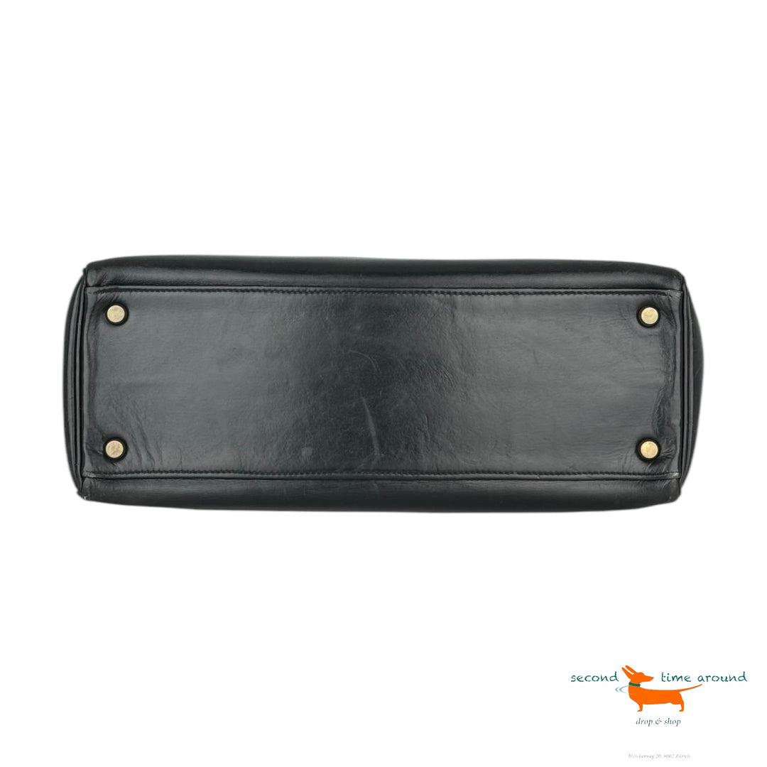 Hermes Kelly 32 Black Boxcalf Bag