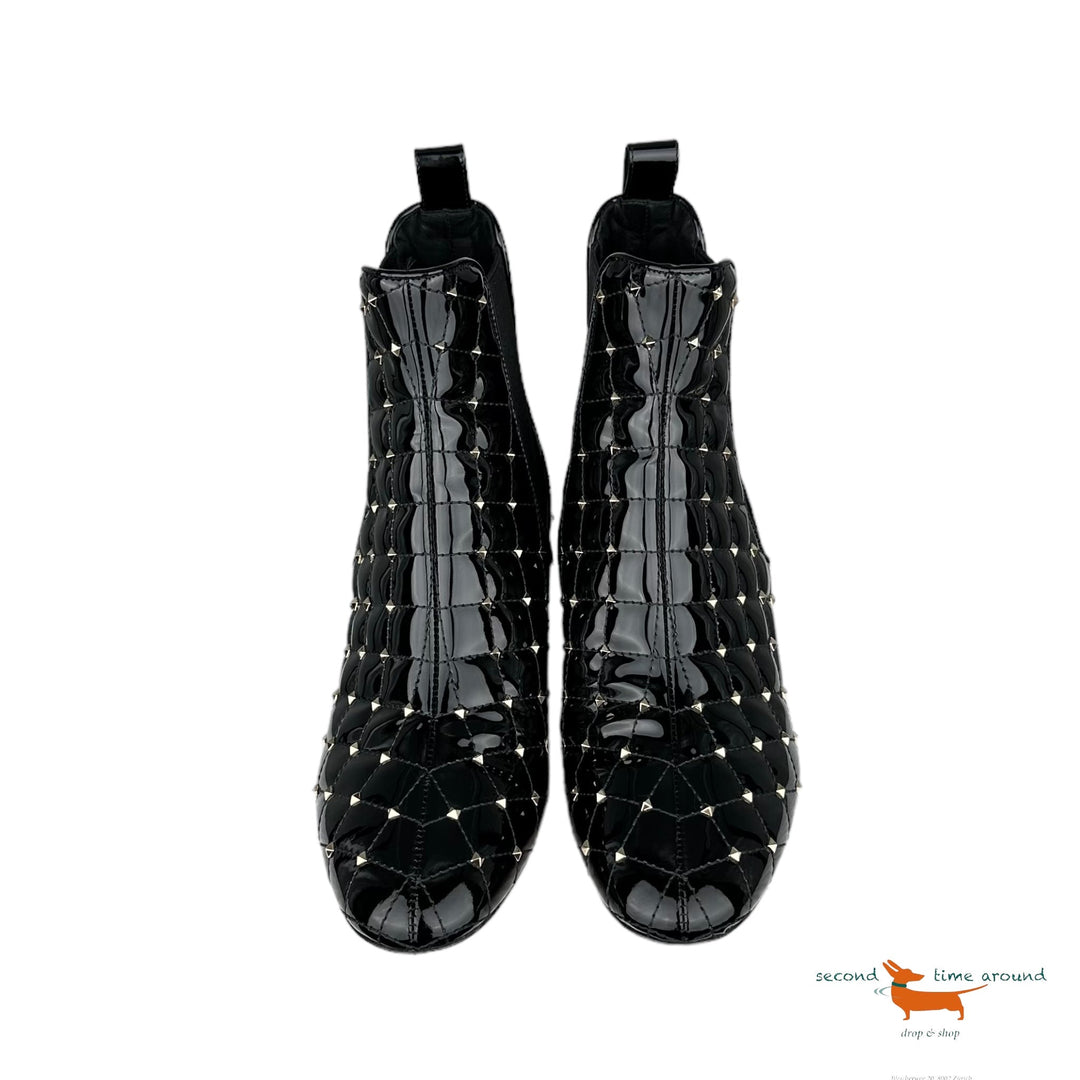 Valentino Rockstud patent leather booties
