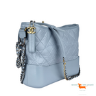 Chanel Aged Calfskin Quilted Medium Gabrielle Hobo Light Blue Bag