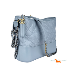 Chanel Aged Calfskin Quilted Medium Gabrielle Hobo Light Blue Bag