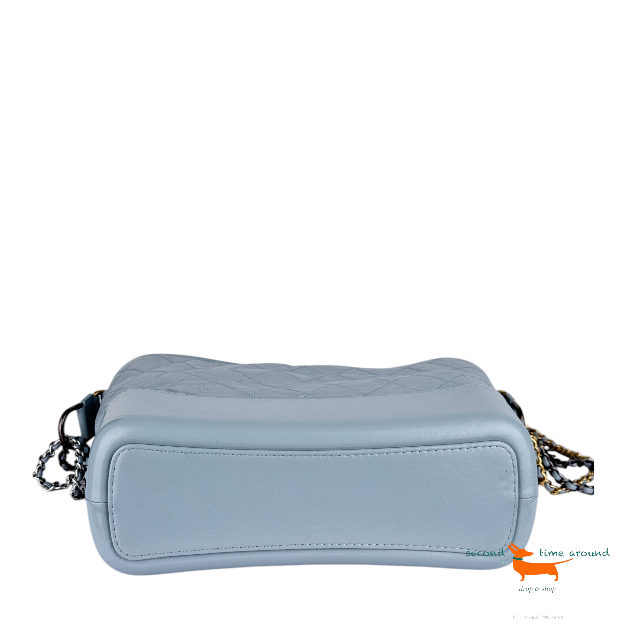 Chanel Aged Calfskin Quilted Medium Gabrielle Hobo Light Blue Bag