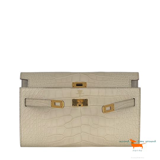 Hermès Portefeulle Sac Kelly to go Alligator Missi Mat USPAFO H080257CC 8L Beton