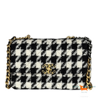 Chanel 19 Bag Tweed Houndstooth Large Black White