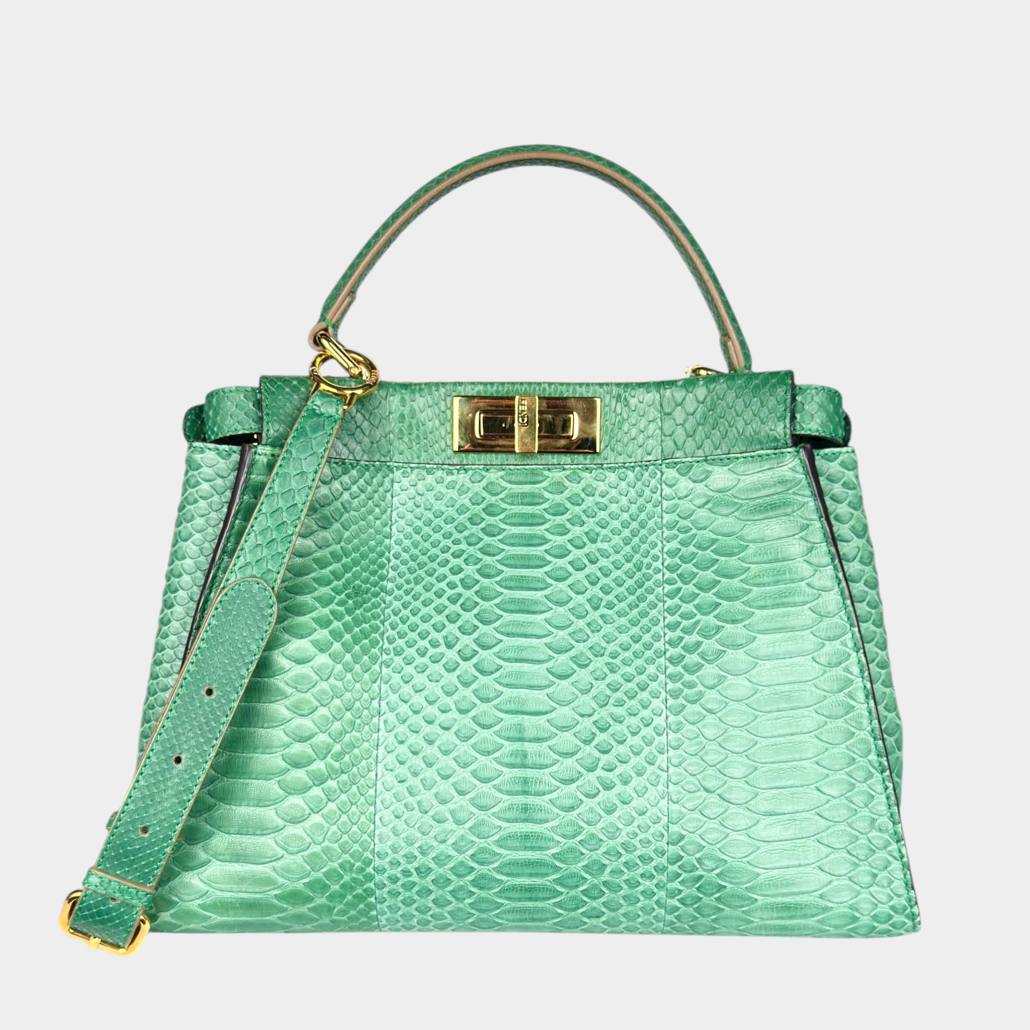 Fendi Peekaboo Mint Green Python Bag