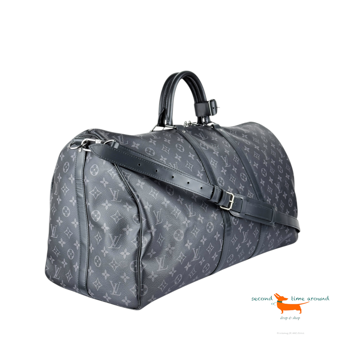 Louis Vuitton Black  MonogrammEclipse Keepall Bandouliere