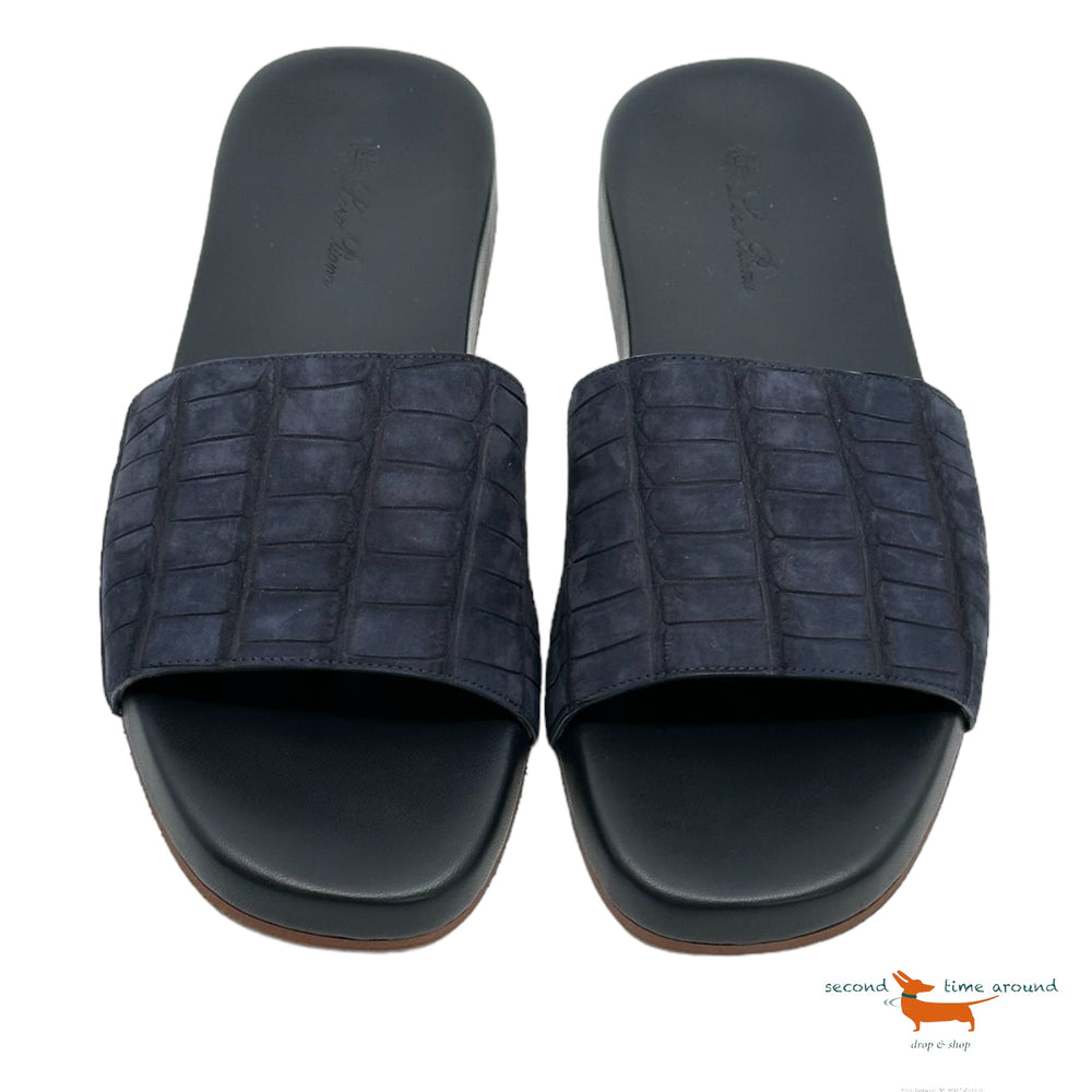 Loro Piana Alligator Leather Sea-Slide Walk Sandals