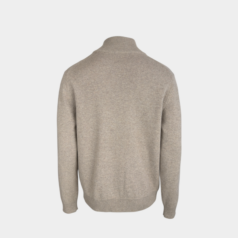 Brioni Cashmere Cardigan with Leather Trim