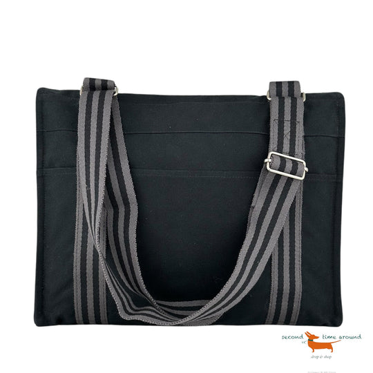 Hermes Black Toile Canvas Herline Messenger Bag