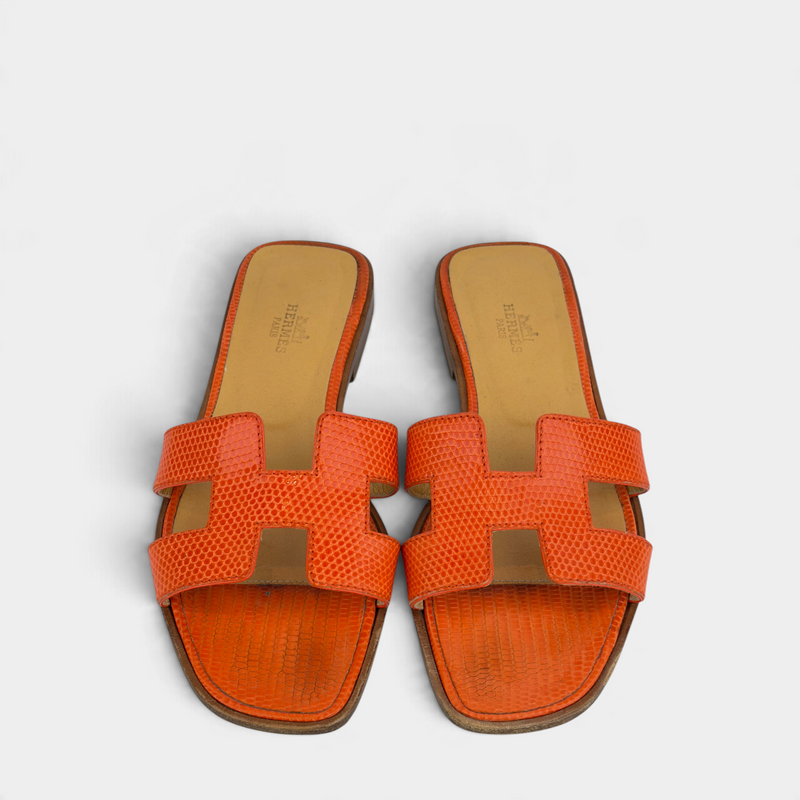 Hermes Oran Lizard Sandals
