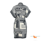 Chanel Navy & White Cashmere 2020 Short Sleeve Belted Knit Coat