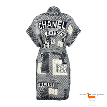 Chanel Navy & White Cashmere 2020 Short Sleeve Belted Knit Coat