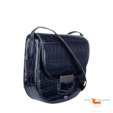 Celine Small Trotteur Bag in Navy Crocodile