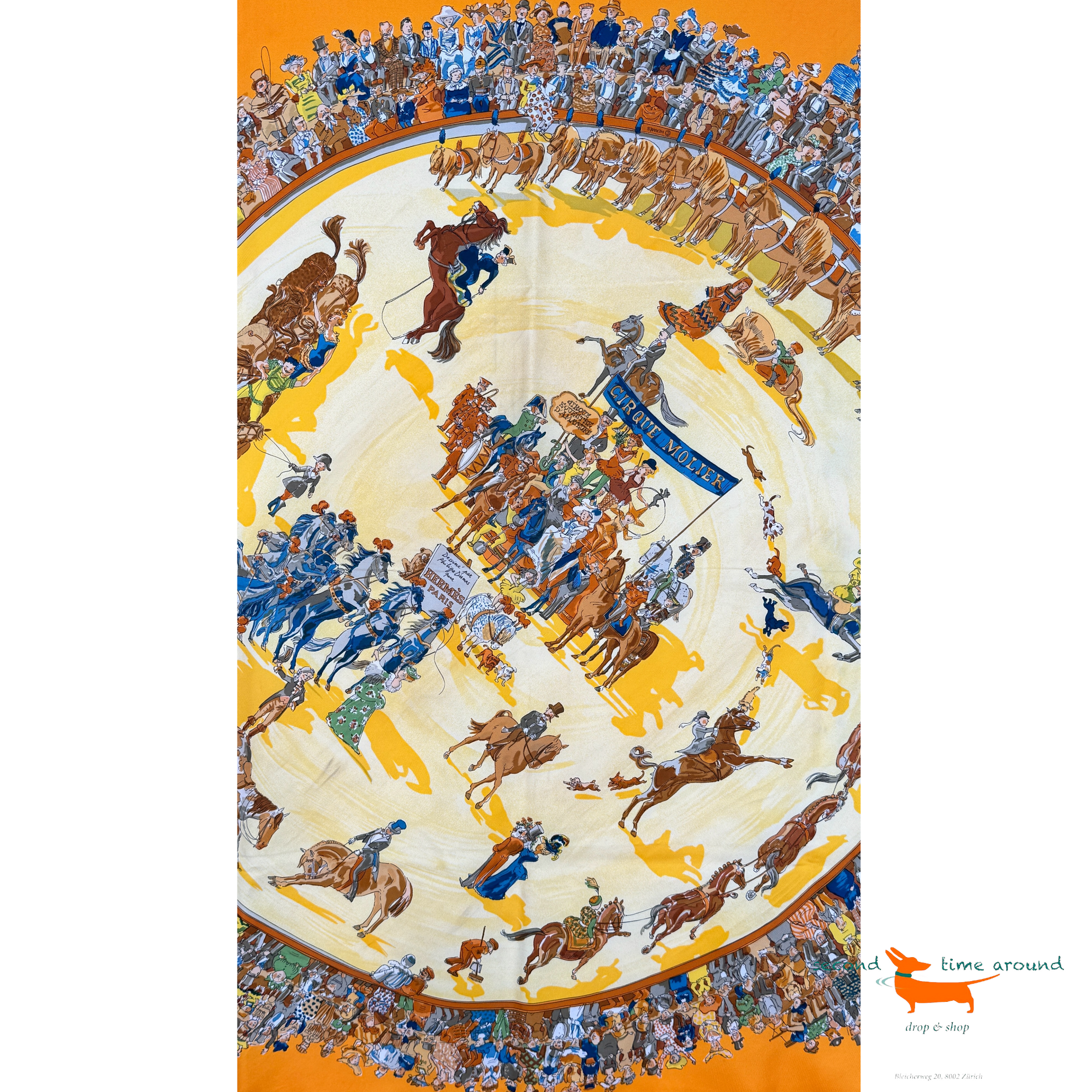 Hermes Silk Scarf Cirque Molier by Philippe Dumas