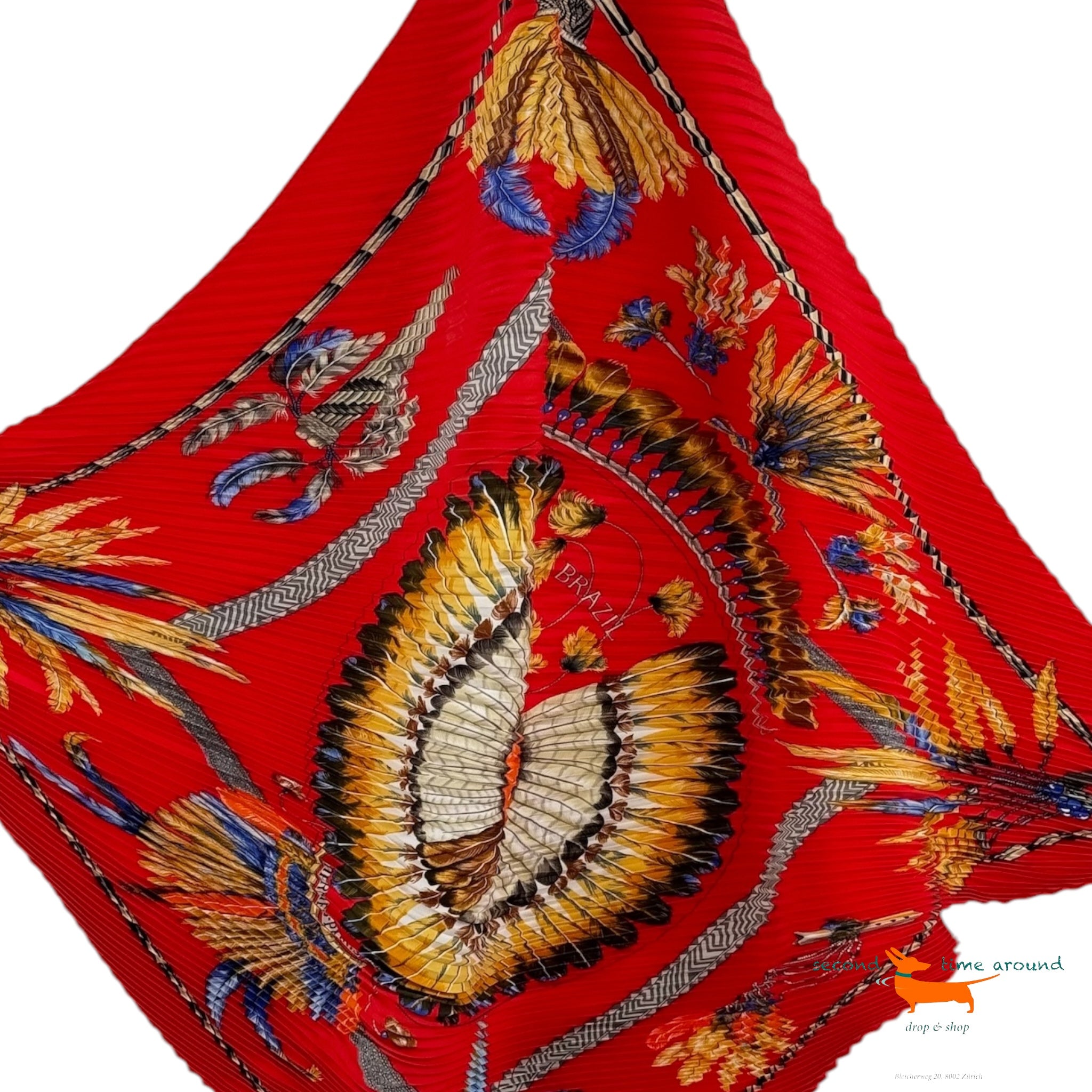 Hermès Brazil Pleated Silk Scarf