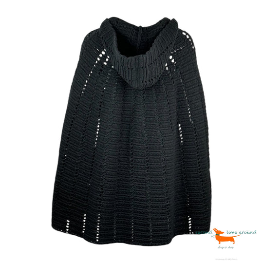 Saint Laurent Knit Openwork Cape with Hood