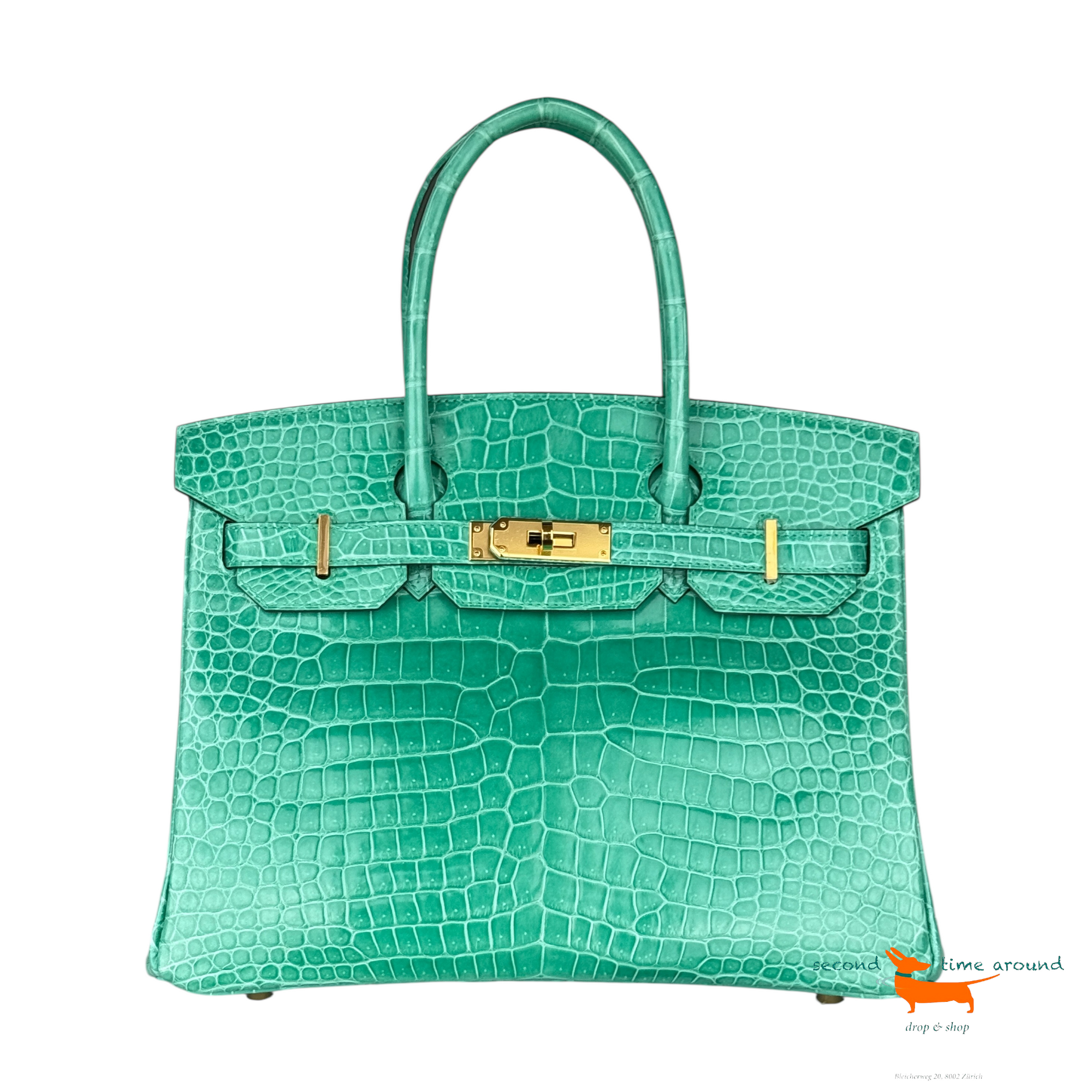 Hermes Birkin 30 Vert Jade Porosus Crocodile Limited Edition Bag