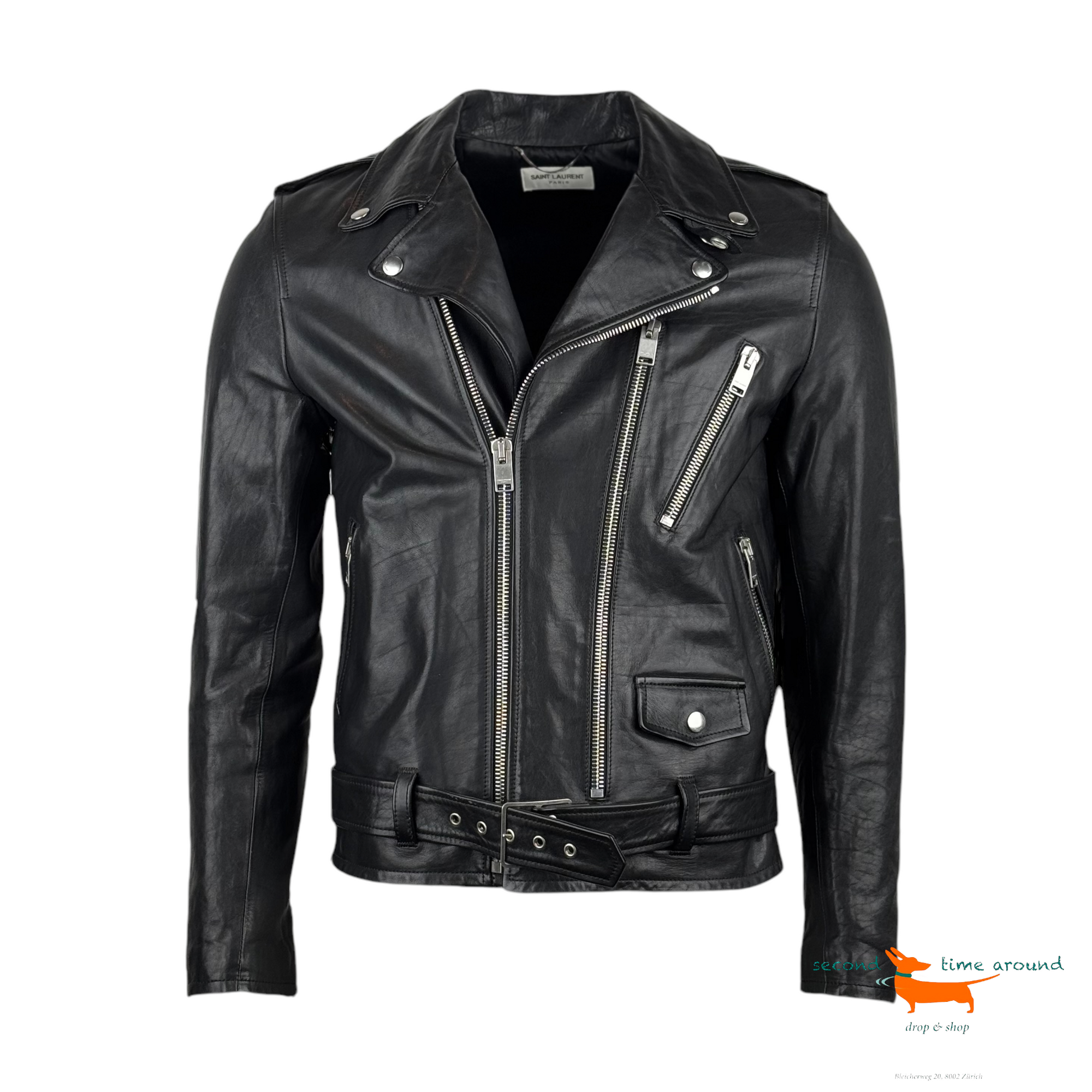 Saint Laurent Motorcycle Jacket In Plunged Lambskin