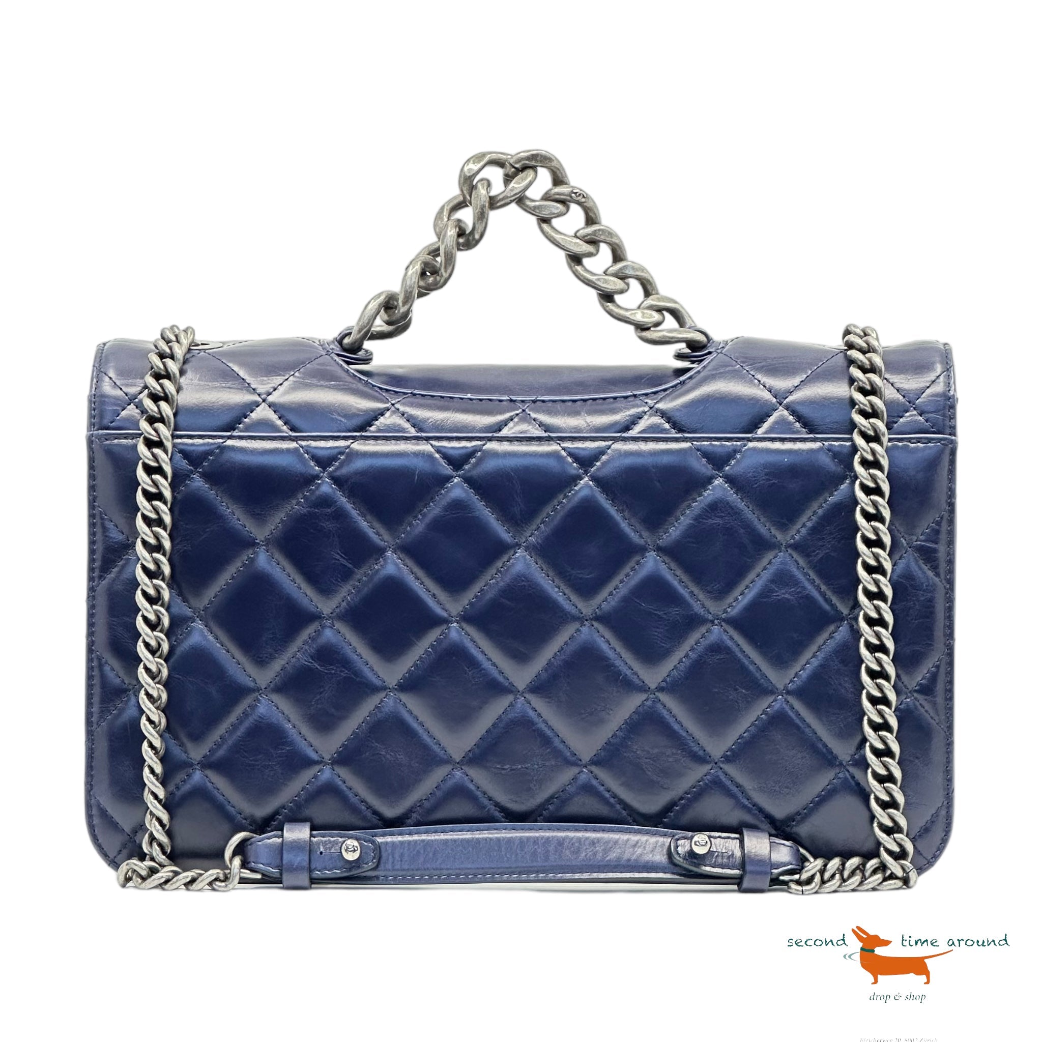 Chanel Perfect Edge Navy Blue Gun Metal Bag