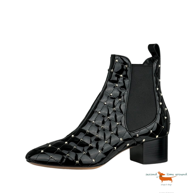 Valentino Rockstud patent leather booties