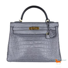 Hermes Kelly II Retourne 32 Gris Paris Crocodile Bag