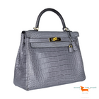 Hermes Kelly II Retourne 32 Gris Paris Crocodile Bag
